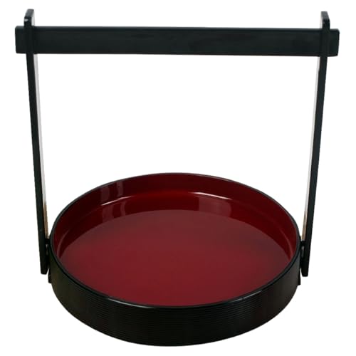 Bandeja japonesa para sushi de plástico rojo con asa pequeña miniatura 1