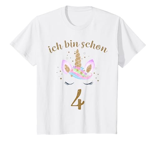ich bin schon 4 Geburtstagsshirt Einhorn 4 Jahre Mädchen T-Shirt