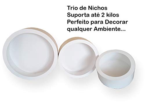 Kit Trio de Nicho Redondo Branco Mdf