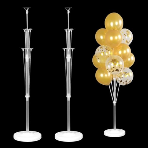 Proxima Direct 2 Set Balloon Stand Kit 130cm Table Balloon Stand Holder with 13 PCS Cups and Sticks for Welcome Home Birthday Baby Shower Wedding Graduation Party Decorations
