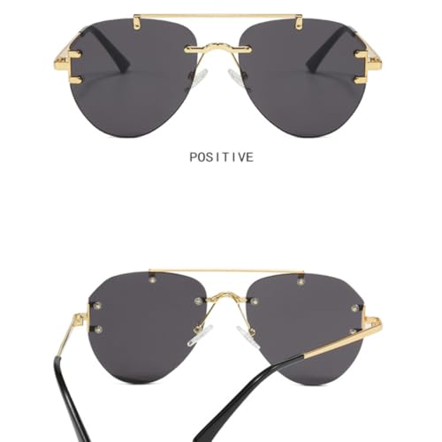 Lunettes de soleil de luxe rétro sans monture tendance UV400 - 3