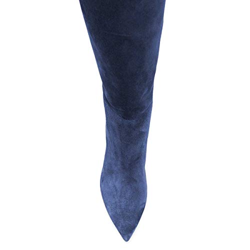 XYD Sassy Cone Mid Heels Thigh High Boots for Women Over The Knee Stretchy Pointed Toe Stylish Baggy Winter Warm Dress Long Booties Shoes4