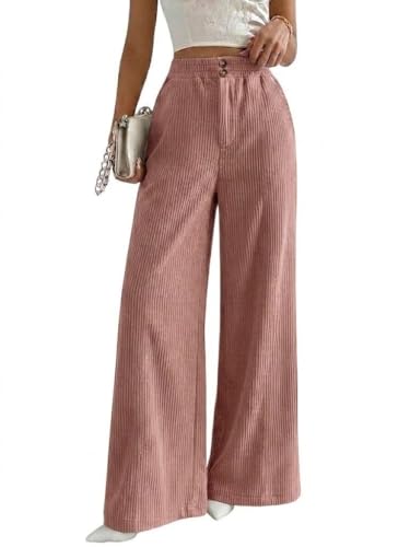 Image of SMOWKLY Authentics Women's Trendy Casual Corduroy Stretchable Baggy Loose Korean Trouser with Pockets || High Rise Elastic Waist Going Out Lounge Pants || Wide Leg Summer Pants for Woman