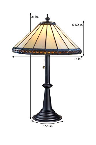 Small Table Lamp Desk Bedroom Nightstand Living Room Accent Home Decor Tiffany Stained Glass Ivory Blue Amber J Devlin Lam 646 Tb #TOP2