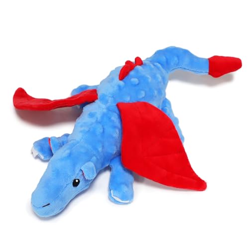 TONGKTAI Dog Toys Squeaky Soft Plush Dinosaur Puppy Chew Toy with Crinkle Paper Funny Interactive Indestructible Pet Bite Toy for Small Medium Large