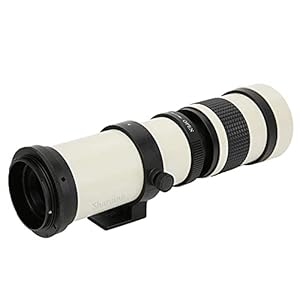 Telescope Lens, White with 420-800MM Super Telephoto Zoom F/8.3-16 Manual Focusing Telephoto Lens for Canon EF-S Mount Camera Aluminum Body, Telephoto Zoom Lens
