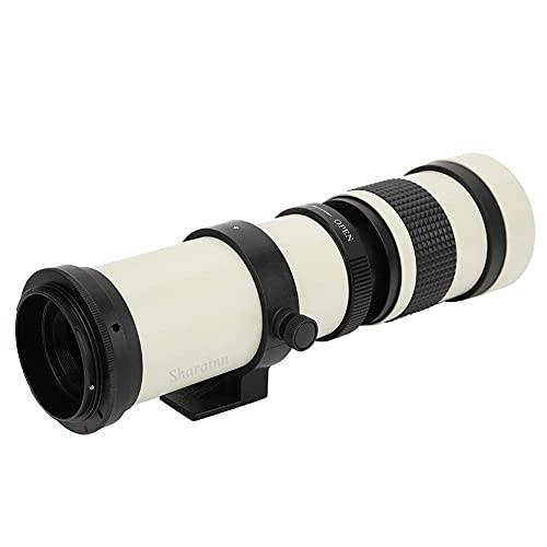 Telescope Lens, White with 420-800MM Super Telephoto Zoom F/8.3-16 Manual Focusing Telephoto Lens for Canon EF-S Mount Camera Aluminum Body, Telephoto Zoom Lens