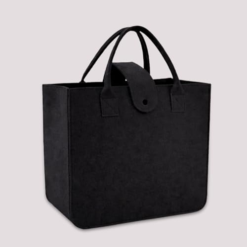 Image of Felt Fabric Reusable Shopping Bag with Handle & Button Closure for Grocery, School, Beach, Travel, Study, Gym, Gifts | Size - 30x34.5x17.8cm