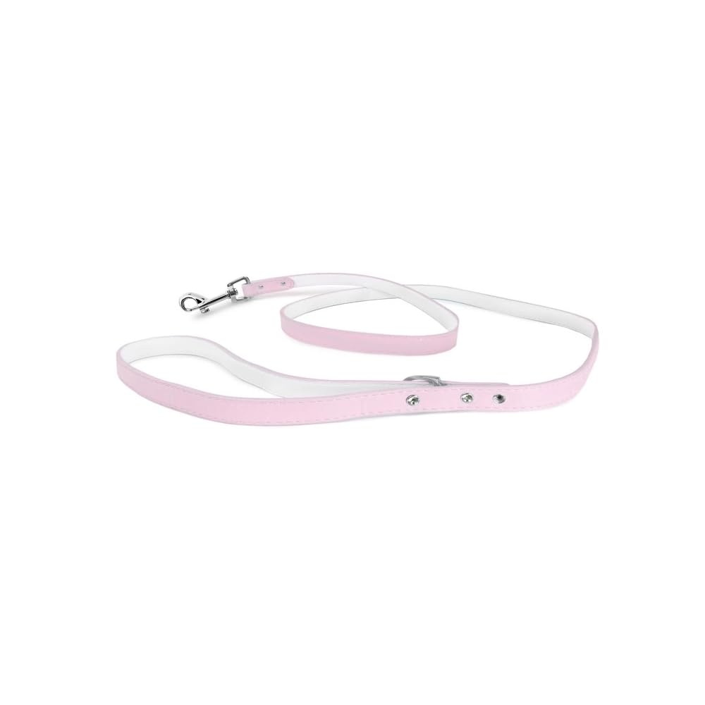 Record - Paris Dog and Cat Leash - Made of Soft Faux Leather - Decorated with Shiny Rhinestones - Size M - Length 120 cm - Pink