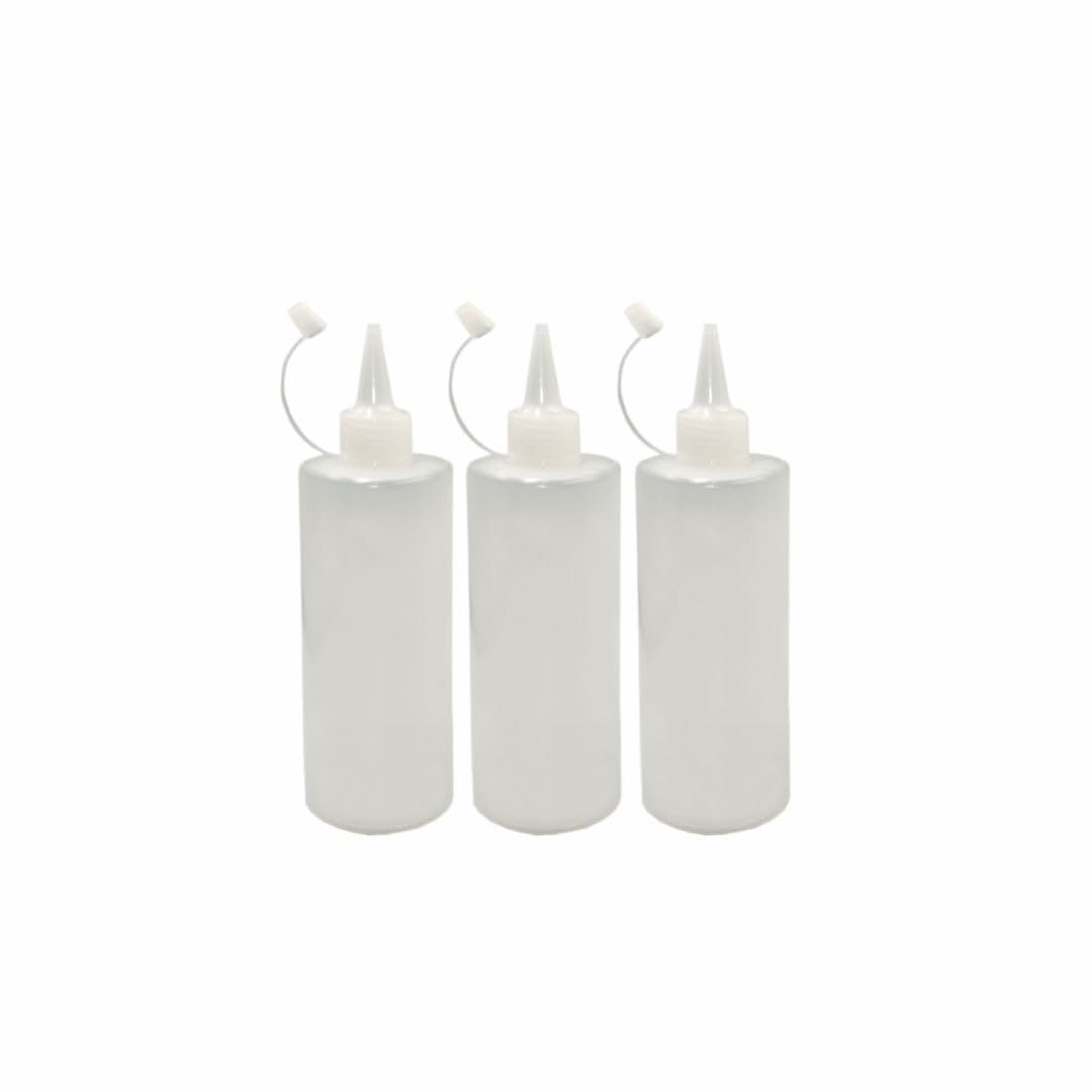 3 Pcs Squeeze Condiment Bottles with Twist On Cap Lids, 200ML Multipurpose Squirt Bottles, Dispensing Bottles for Sauce, BBQ, Paint, and Olive Oil (3 Pack)