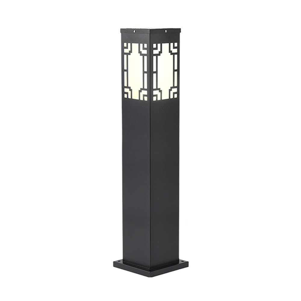 GTHTUHFD Black Pillar Outdoor Light, Chinese Style Pole Lamp, Modern Street Lighting For Patio, Backyard, Front Porch Decor,4-sided Pattern-H:31.5inch/
