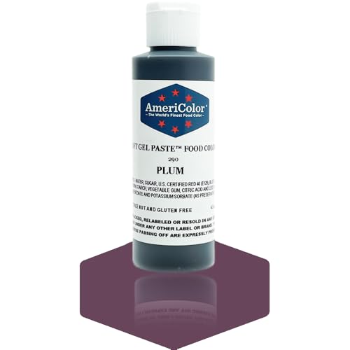 AmeriColor, Plum, 4.5 Ounce Bottle, Soft Gel Paste Food Color
