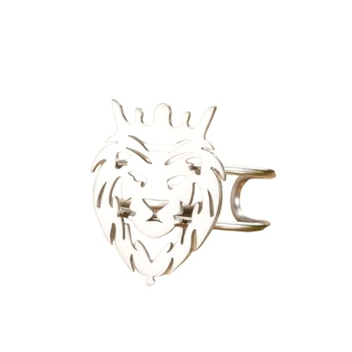 Bague talisman de force avec tête de lion nordique et anneau réglable