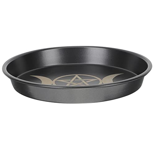 OUNONA Bandeja De Altar Pentagrama Redonda, Plato Decorativo para Velas Rituales, Metal Pulido, Resistente, para Ceremonia Wicca y Almacenamiento, Obsequio Práctico Hogar