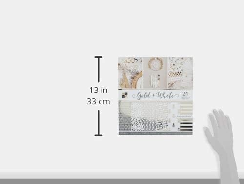 Die Cuts With a View Card Stock, Gold & White Premium Printed Cardstock Stack-12x12