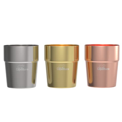 Capeebara - Verres Incassables - Verre Isotherme inox - Argent, Or, Bronze - (Lot de 3) (3x180 ml) Cover