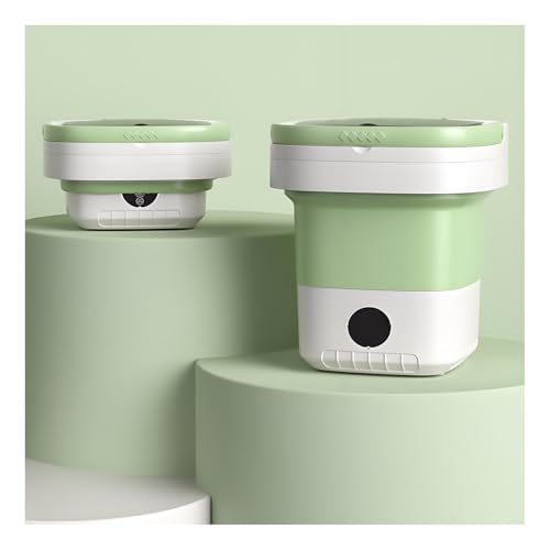 折りたたみ式下着洗濯機12Lは脱水可能全自動寮ミニ小型洗濯靴下下着小型洗濯機 正逆転可能 静音洗?用具 介護用 家庭用 オフィス 簡単操作(Size:11.81*11.81*12.99in,Color:緑)