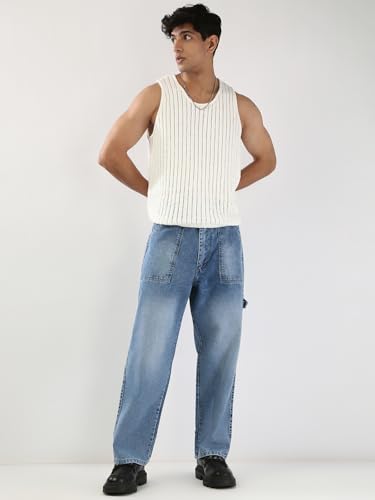 Image of Urbano Fashion Men's Loose Baggy Fit Cargo Carpenter Jeans with 6 Pockets Non-Stretchable