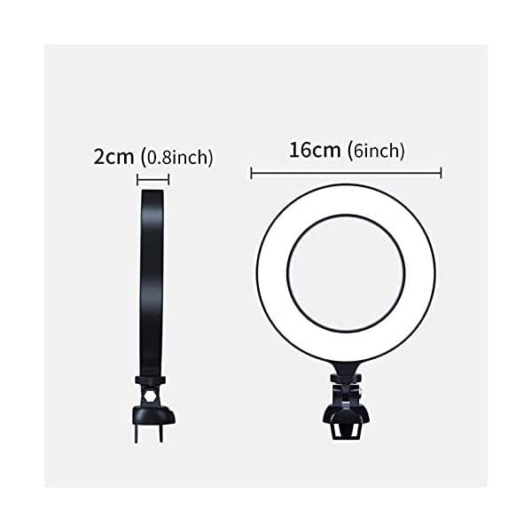 Ringlicht, Kreislicht mit PC-Tablet-Clip, 15,2 cm (6 Zoll), 5 W, 2835 LED, 3 Farben, 10 Gänge, verstellbar, dimmbar, USB… – Bild 7
