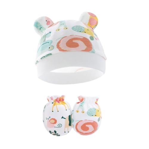 Soft Breathable Baby Hat and Mittens Set for Newborns Cotton Comfortable Fetal Caps Gentle Protections for 0-6 Months