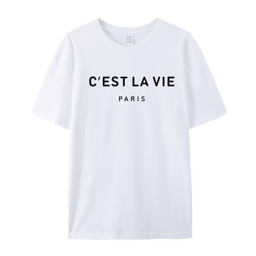 Tuislay C'est La Vie T-Shirt Graphic Tees for Women Paris Shirts Oversized Baggy Trendy Summer Short Sleeve Loose Fit Top2