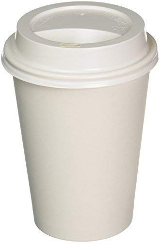 We Can Source It Ltd - White Paper Coffee Cups 12oz with Sip Lids – Strong Single Wall Cups for Hot Drinks, Tea & Coffee on The Go – Ideal for Cafes, and Events – Smooth Plain Design - Pack of 100