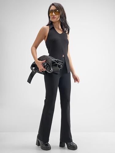 Image of Tokyo Talkies Women's Stretchable Bootcut Pants | High Rise Flared Trousers |Travel & Formal Wear|Workwear Trousers