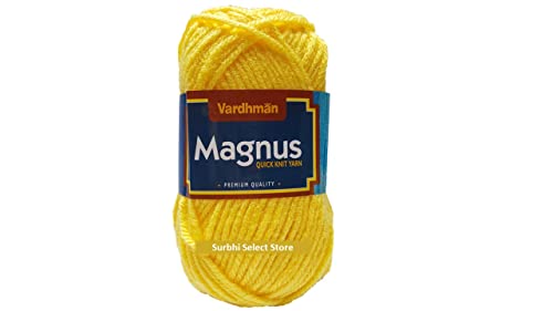 Image of Vardhman Acrylic Knitting Wool Yellow Ball (200 Grams). Soft Wool Ball Hand Knitting Wool /Art Craft Fingering Crochet Hook Yarn for Sweaters, mufflers, caps, Soft & Thick (mota) Wool