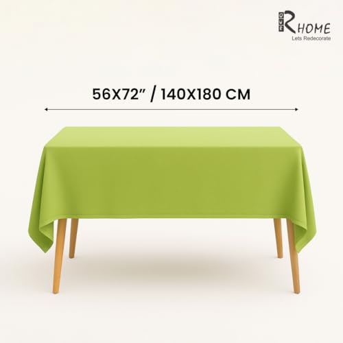 Image of R home 100% Cotton Solid Table Cover | 200 GSM Thick Fabric, Anti-Skid | Machine Washable & Reusable | Ideal for Dining Table & Centre Table, Easy Maintenance (Parrot Green, 56 x 72 Inch)