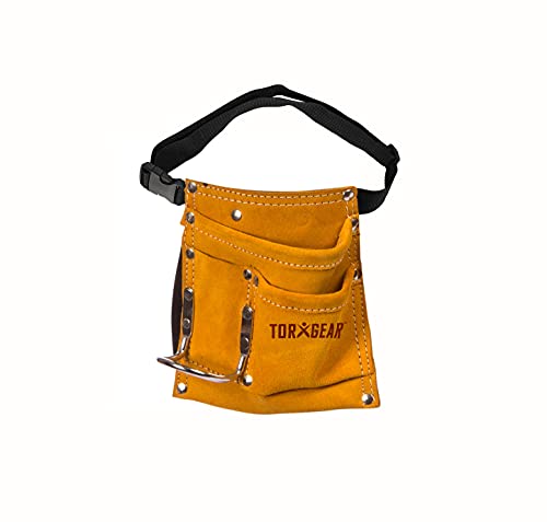 Children's Leather Tool Pouch – Kids Tool Belt With Adjustable Nylon Belt, Metal Hammer Loops, And Multiple Pockets For Dress Up Or Play