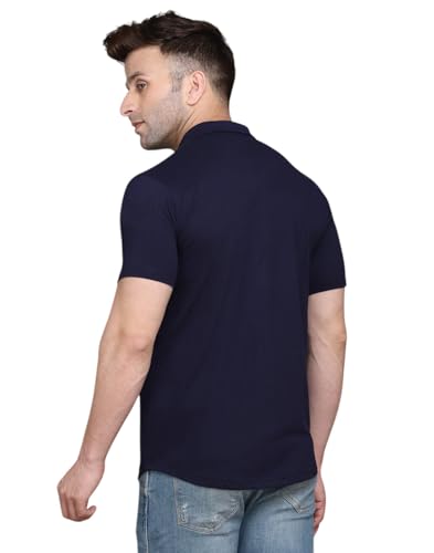 Image of Men's Half Sleeve Shirt - Spread Collar Casual Shirt with Double Flap Pockets - Slim Fit Cotton Blend Button-Down