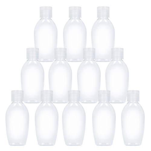 TRENDBOX 12 Pack 50ml Plastic Empty Bottles with Flip Cap Travel Containers Travel Size Bottles with Flip Cap for Shampoo, Liquid Body Soap, Toner, Lotion, Cream