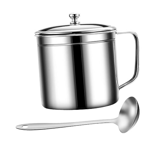 Mikinona Bote De Acero Inoxidable Con Colador y Cuchara Para Almacenar Aceite Diseño Ergonómico