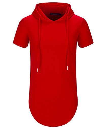 Aiyino Men's S-5X Short Sleeve Fashion Athletic Hoodies Sport Sweatshirt Hip Hop Pullover M Red