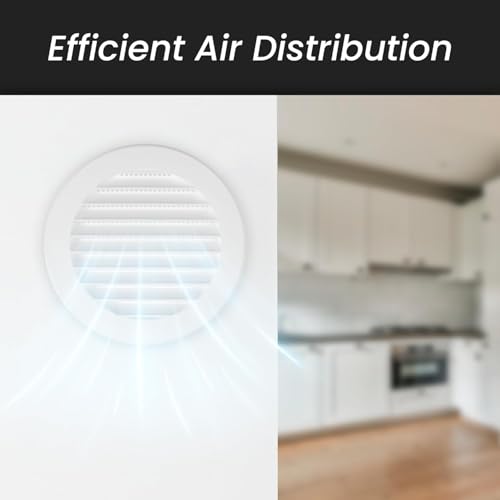 Image of Repa Market 5-Pack 4'' Inch - Plastic Black Vent Covers With Flange - Round Soffit Vent - Air Vent Louver - Grille Cover - Protective Screen Mesh - HVAC Ventilation