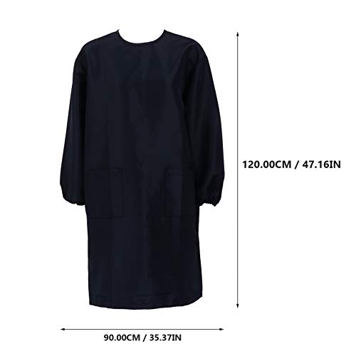 Lurrose Hair Stylist Apron Long Sleeve Work Clothes for Hair Cutting Barber Shop Salon Use, Black, 120x90cm - Image 2