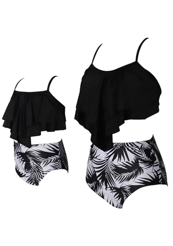 Family Matching Swimsuits Mommy and Me Bathing Suits Double Layered Ruffle Two Pieces Bikini Set2