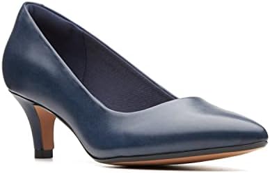 CLARKS Linvale Jerica Womens Pointed Leather Court Shoes 5 D (M) UK/ 7.5 B(M) US Navy | Image 1