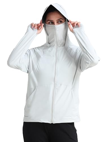 FABSPORTS Women's UV Protection Sun Screen Jacket, Full Zip Sun Protection Clothing, Lightweight with UPF 50+ Protection for Outdoors, with Pockets, Sun Protective Clothing for Women