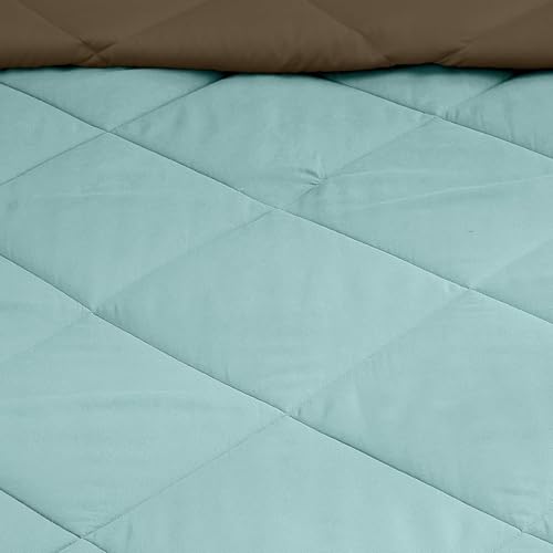 Image of Amazon Brand - Solimo Microfibre Reversible Comforter, Double (Sky Blue & Taupe Grey, 200 GSM)