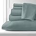Southshore Fine Living, Inc. 6-Piece Queen Bed Sheets Set, 21-Inch Deep Pocket Sheets Queen Size Bed Set, Oversized Flat Sheet, Microfiber Bedding, Steel Blue Pillow Cases, Steel Blue Bedding