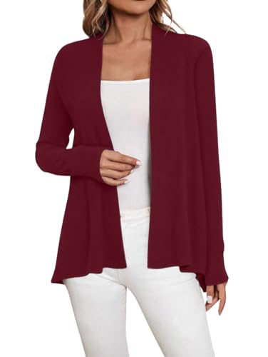 Image of Sweet Hearts Long Sleeve Black Cardigan for Women- Lightweight Open Front Knit Sweaters Women's Kimonos Fall Duster