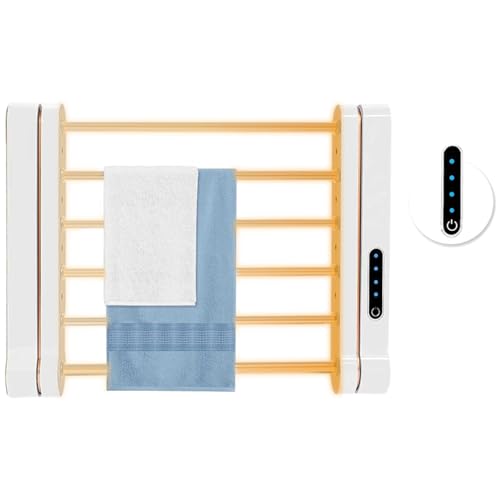 Toallero Eléctrico de 350 x 270 mm, Radiador de Baño Eléctrico con Temporizador y Termostato, Sin Agujeros, Pantalla Digital LED, Toallero, Color Blanco