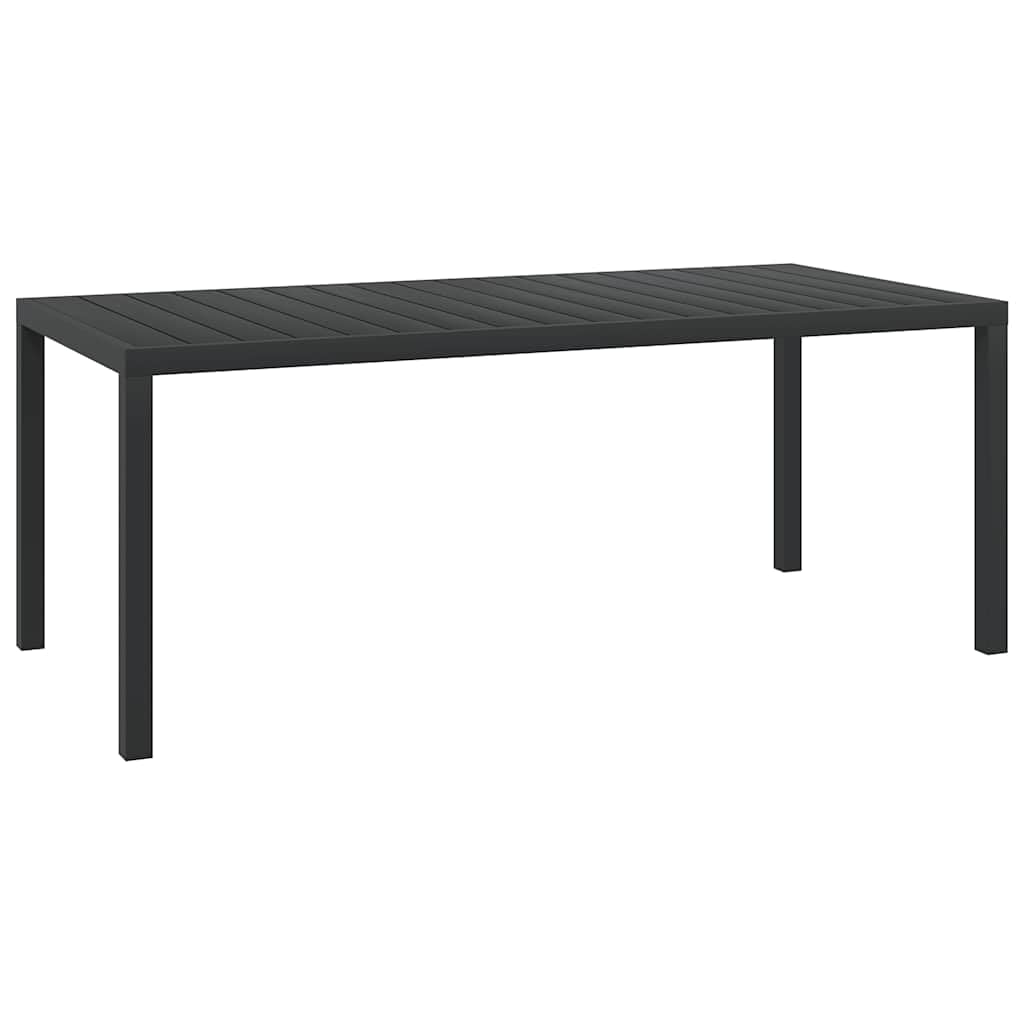 SXZenSpace Garden Table 185 x 90 74 cm Black Aluminium Frame with WPC Top, Weather Robust Outdoor Patio for Garden, Terrace, Balcony and Camping Use