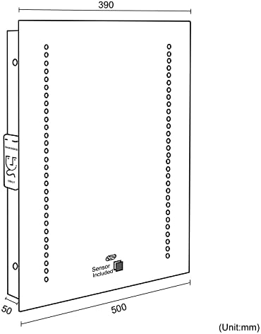 Hapilife 60 LED Illuminate Bathroom Mirror with Lights Sensor Demister Pad with Shaver Socket IP44 500x390mm