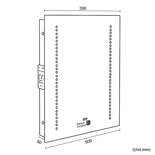 Hapilife 60 LED Illuminate Bathroom Mirror with Lights Sensor Demister Pad with Shaver Socket IP44 500x390mm