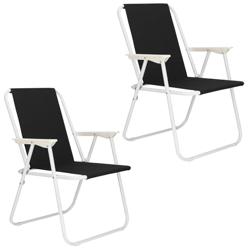 SPRINGOS Lot de 2 chaises pliantes avec accoudoirs 58,5 x 52 x 73 cm