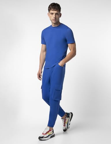 Image of FYLTR Men's Crewneck Terry Cotton Blend Co-ord Set | Half Sleeve T-shirt| Jogger with Side & Cargo Pockets | Tracksuit | Winter Co-ord set for Men