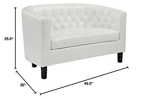 Modway Prospect Upholstered Contemporary Modern Loveseat In White Faux Leather #TOP2