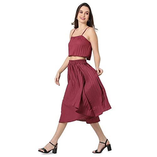 Image of PINACOLADA Women Solid Stylish Casual Co-Ord Set (Skirt & Top)
